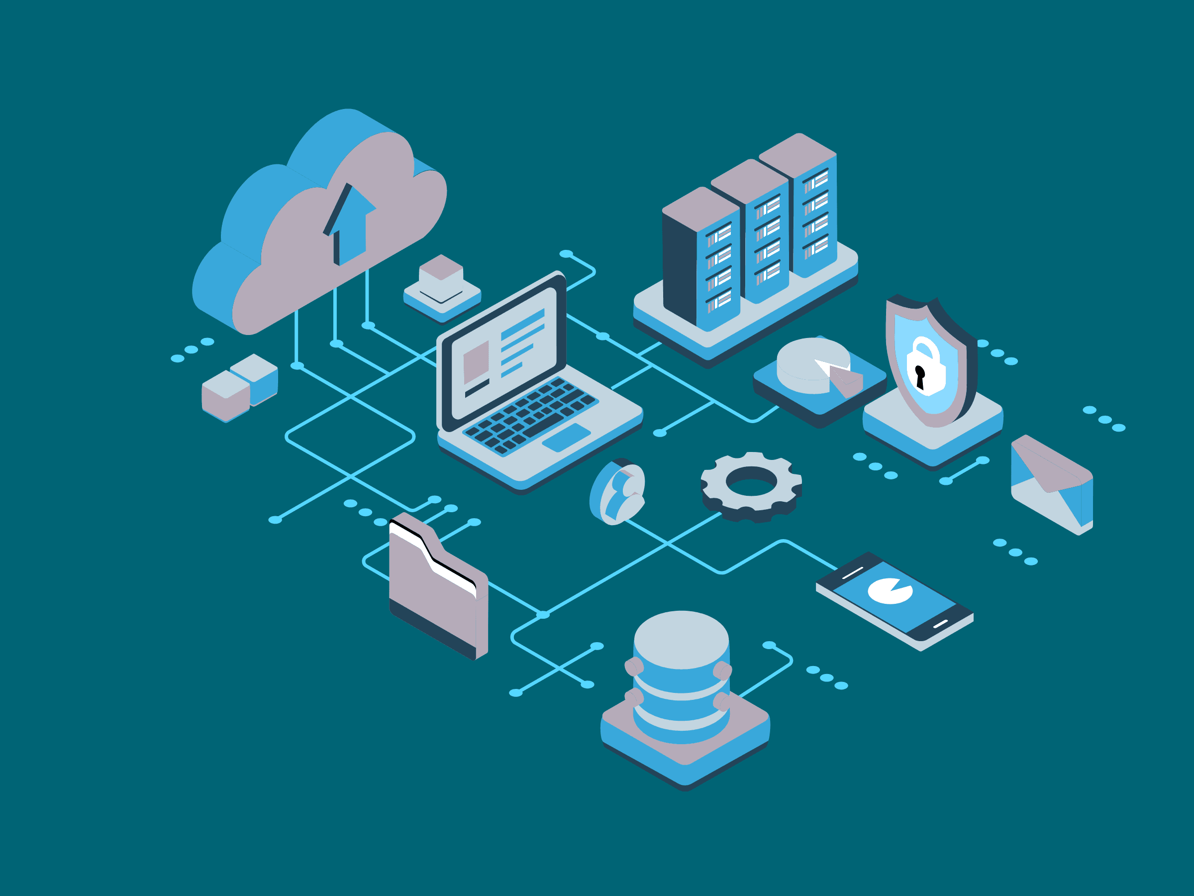 Illustration of the documentation system – cloud storage, server, database and security